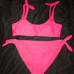 HOT PINK TIE BIKINI SET